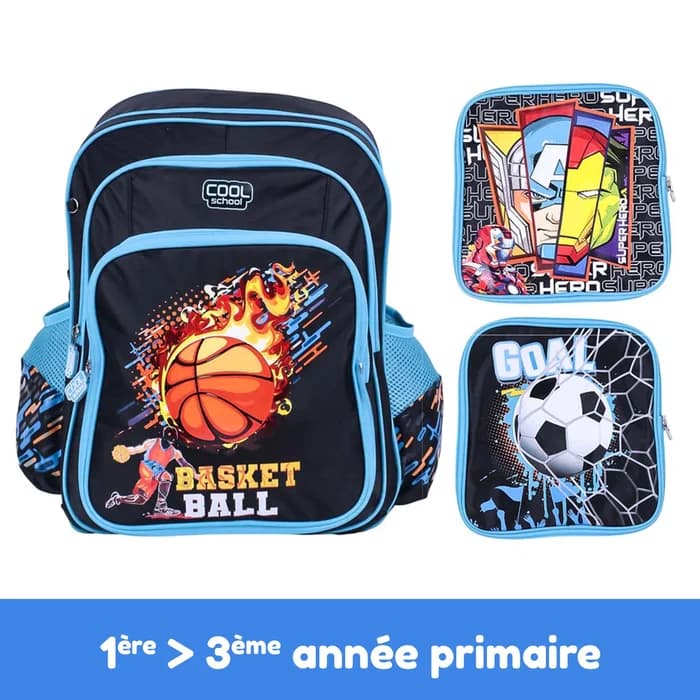 Sac à Dos Primaire 2 & 3 Faces Cool School (Garcon)