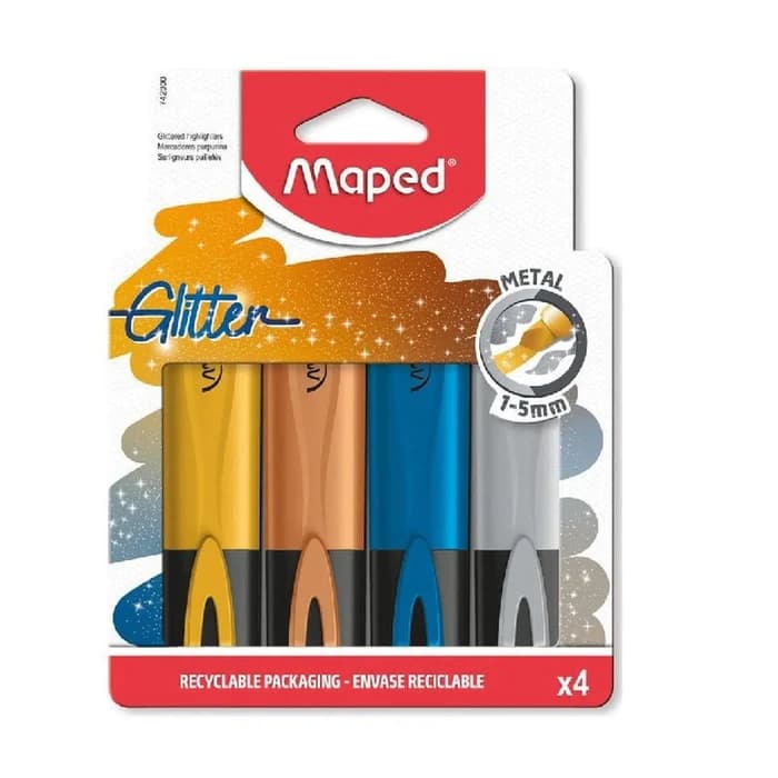Maped Glitter Metal Surligneurs Pack 4 Couleurs