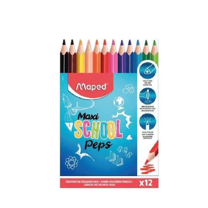 Maped Crayons De Couleur Maxi School Peps X12
