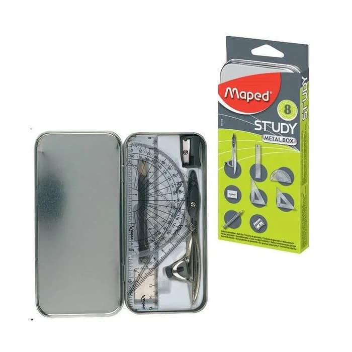 Kit Géométrie MAPED Study Metal Box 8 Pièces