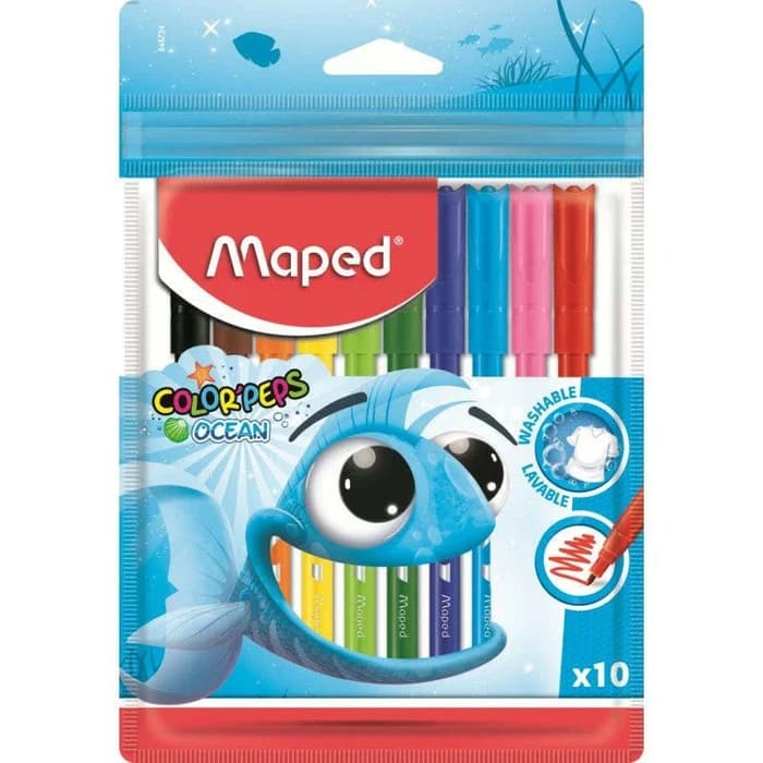 Pochette 10 Feutres Ocean Maped - Feutres Lavables Coloriage