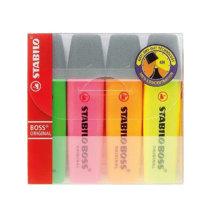 STABILO BOSS ORIGINAL Surligneurs Fluo Pack X4