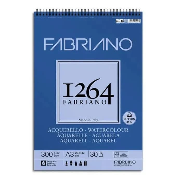 Fabriano Bloc Aquarelle A3 30 Feuilles 300g/m² 25% Coton