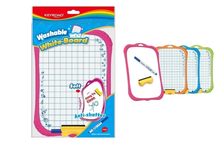 Ardoise Double Face avec une Surface Blanche et une Face à Carreaux en Couleurs Multiples – Keyroad
