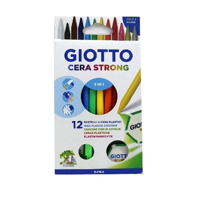 Crayons Wax Giotto Cera Strong 12 Couleurs Effaçables