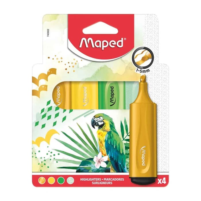 Surligneurs Maped Jungle Colors X4 - Couleurs Tropicales