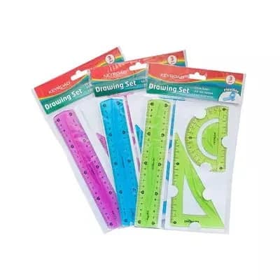 Ensemble géométrique KEYROAD Flexible Medium, avec règle de 20 cm, pendentif et mélange de couleurs.