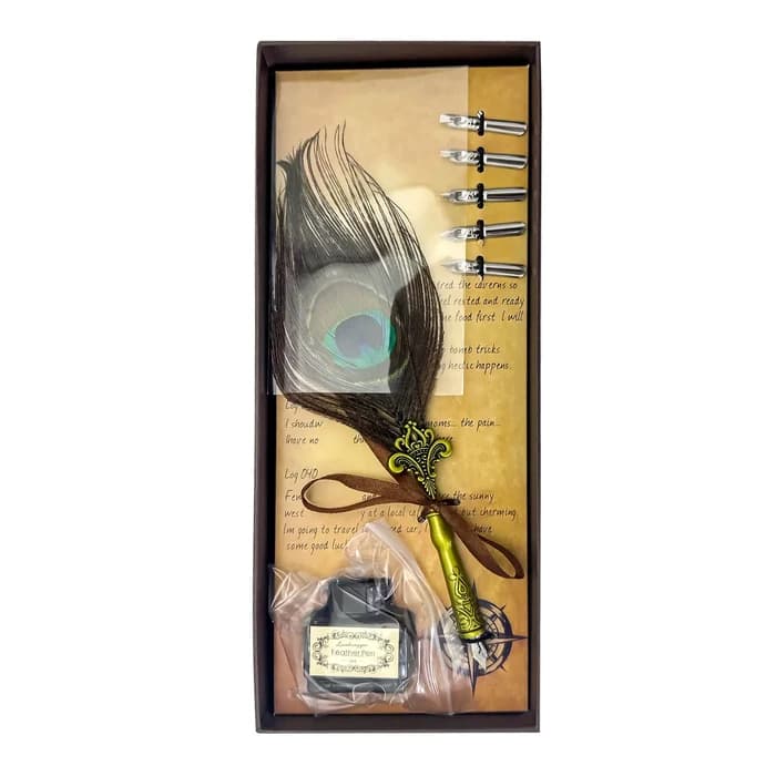 Set Écriture Plume De Paon - Coffret Calligraphie Vintage