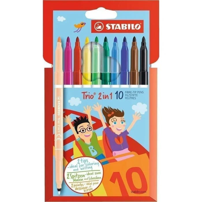 STABILO Power Trio 2in1 Feutres 10 Couleurs