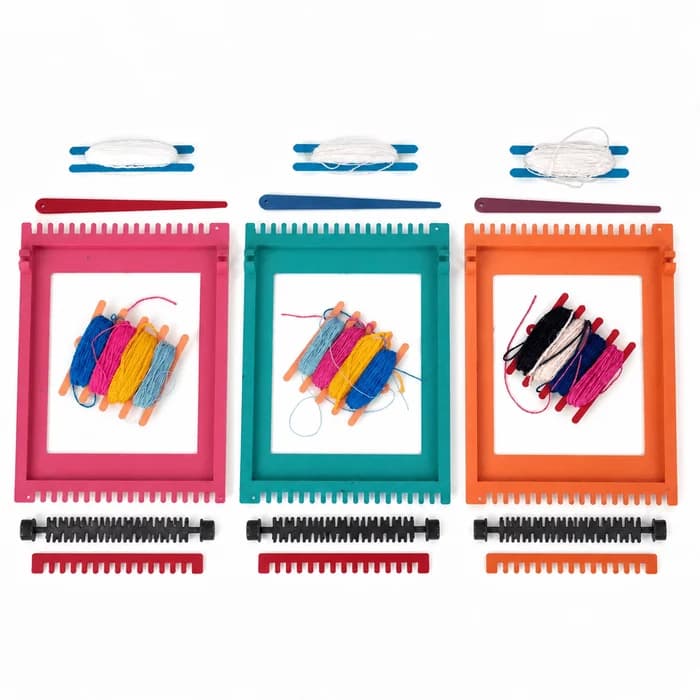 Kit de Tissage Le Coq Mensej — Métier à Tisser Enfant avec Fils Colorés