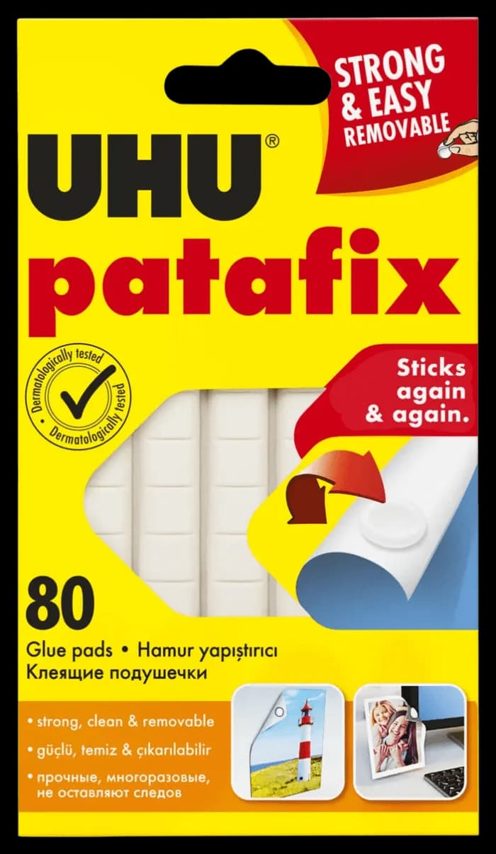 UHU Patafix - Pastilles Adhésives Repositionnables 80 Pièces