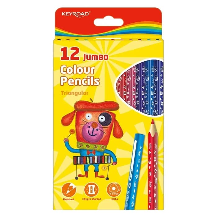 Crayons Couleur KEYROAD Jumbo Triangulaire 12 Pièces
