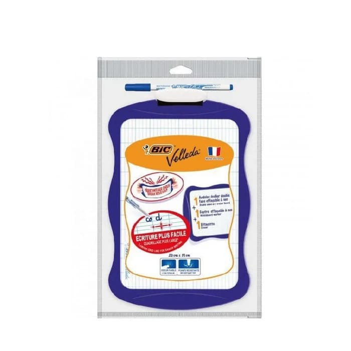 Pack ardoise double face + feutre effaçable à sec BIC - Kids Velléda