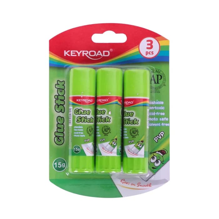 Keyroad - Lot de 3 Bâtons de Colle 15g Non-Toxique