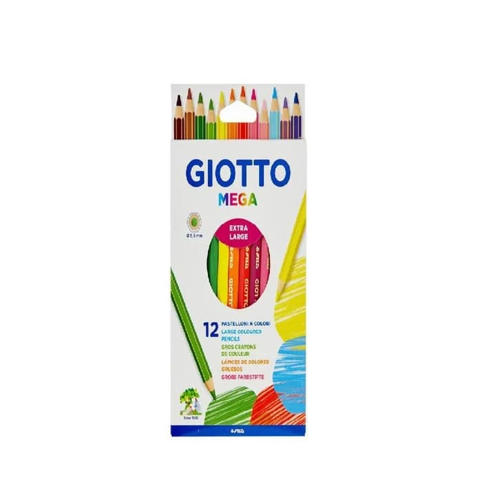 Crayons Couleur GIOTTO MEGA 12 Pièces Extra Large