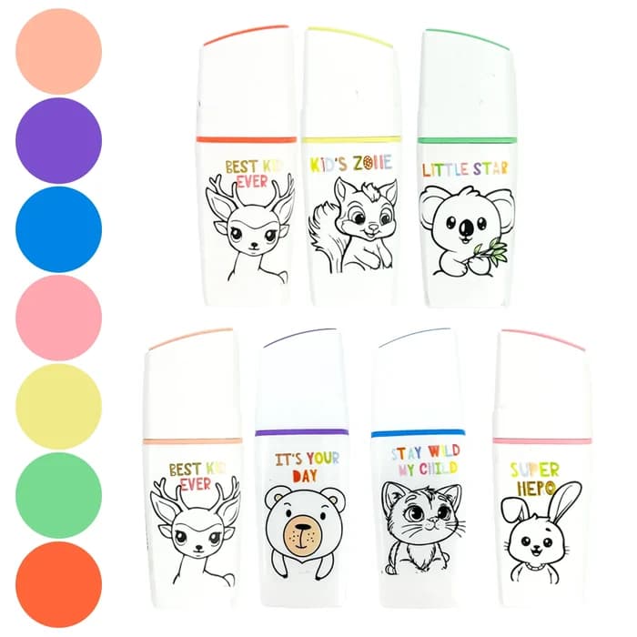 Coolschool Mini Surligneurs Animaux Kids Edition 7,5cm