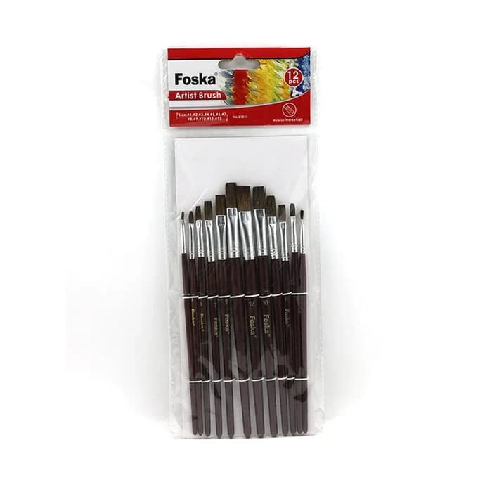 Foska Set 12 Pinceaux Plats Artist Brush S105F