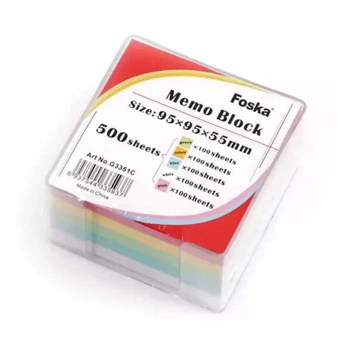 Bloc Mémo Coloré Foska 500 Feuilles Avec Support