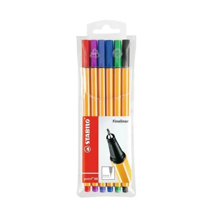 STABILO Point 88 Fineliner 6 Feutres 0.4mm
