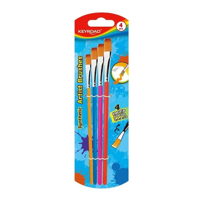 KEYROAD Set 4 Pinceaux Plats Synthétiques