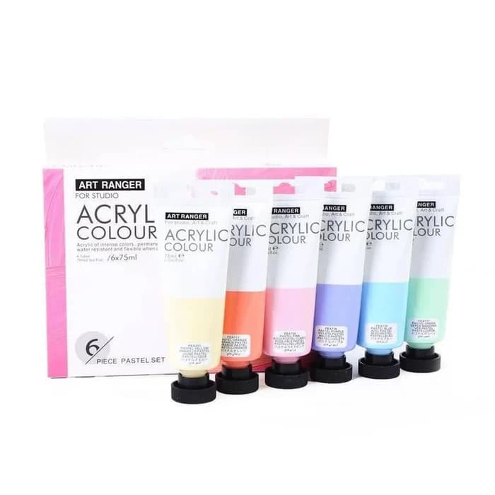 Art Ranger Peinture Acrylique Set 6 Tubes 75ml Couleurs Pastel
