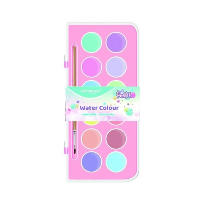 Aquarelle KEYROAD 12 Couleurs Pastel + Pinceau