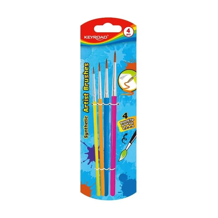 KEYROAD Set 4 Pinceaux Ronds Synthétiques