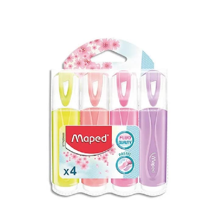 Pochette 4 Surligneurs MAPED Fluo'peps Pastel