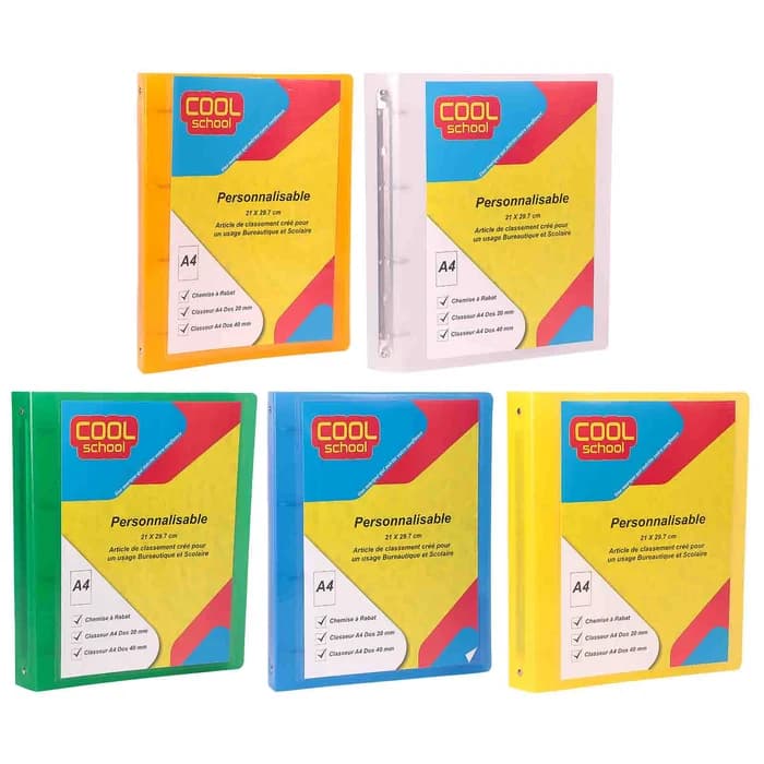 Classeur 4 Anneaux PP Glossy A4 40mm Personnalisable — Cool School
