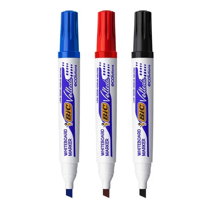 Marqueurs pour tableau blanc effaçables à sec BIC Velleda 1751 ECOlutions, pointe biseautée moyenne