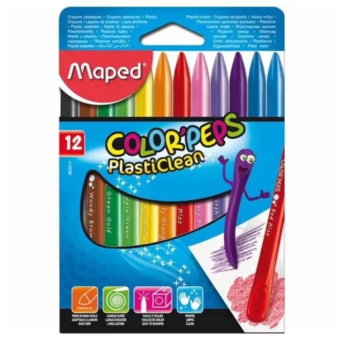 Crayons Plastiques Color'Peps PlastiClean 12pcs - Maped