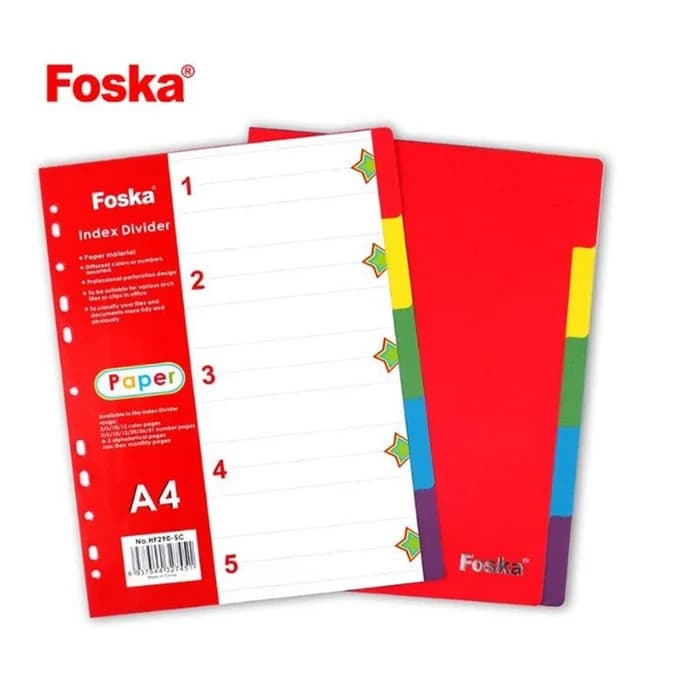 Foska Intercalaire 6 Divisions A4 Carton Coloré