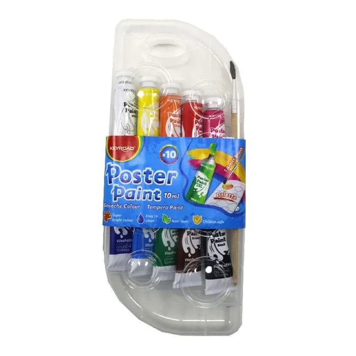 GOUACHE DE 10 TUBES 10ML (6T METAL+ 4T FLUO) KEYROAD