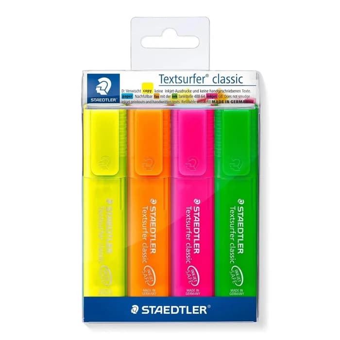 STAEDTLER Textsurfer Classic Pack 4 Surligneurs Fluo — réf. 01010687