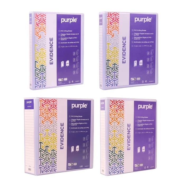 Classeur Rigide Anneaux en D PVC — Purple Evidence (Blanc, 4 tailles disponibles)