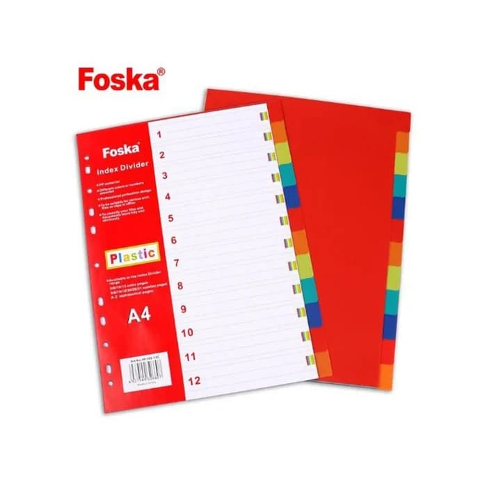 Intercalaire Foska 6 Couleurs A4 Plastique