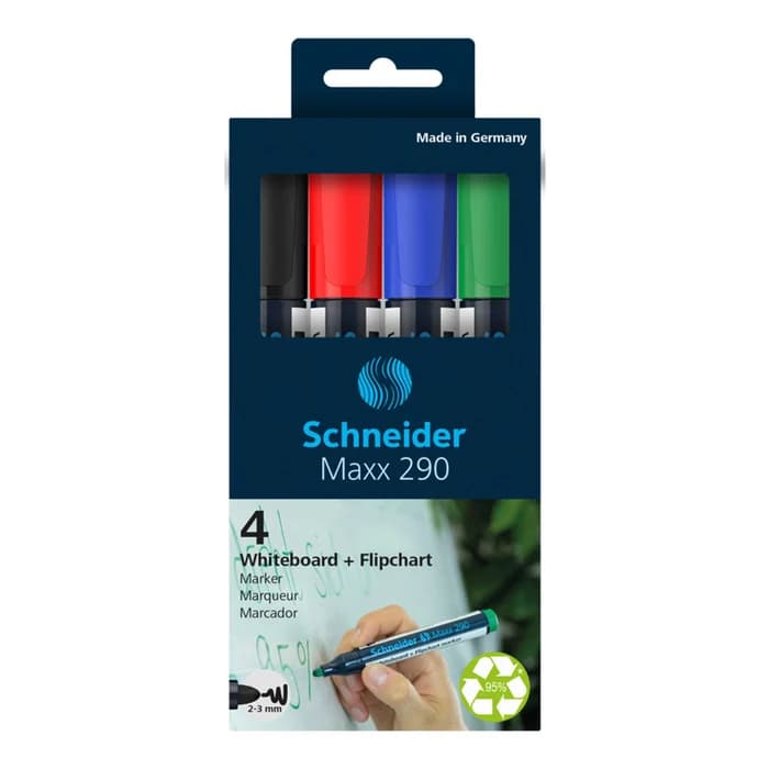 MARQUEUR POUR TABLEAU BLANC ET TABLEAU DE FEUILLET MAXX 290, PORTEFEUILLE DE 4 PIÈCES