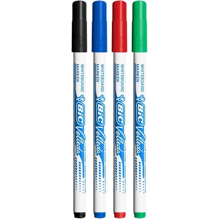 BIC VELLEDA 1721 - Pack de 5 marqueurs effaçables - pointe fine - couleurs assorties