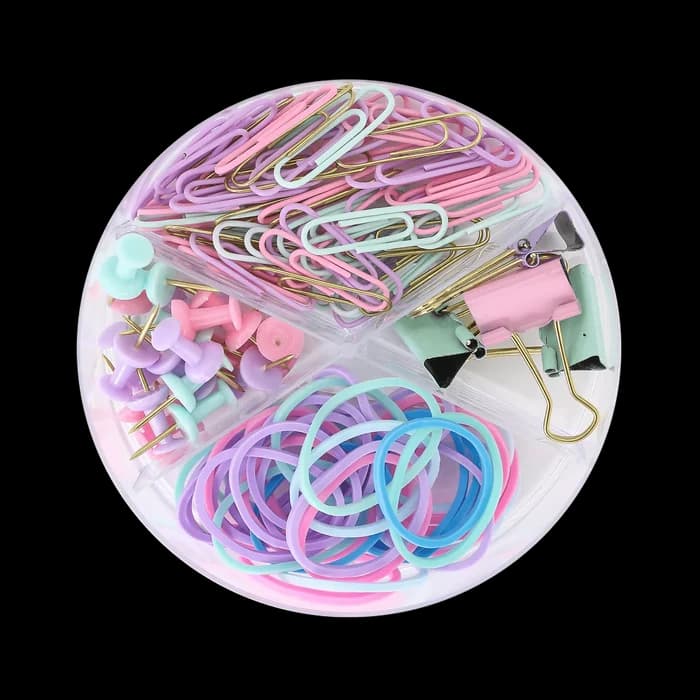 Coffret Rond Fournitures Bureau Pastel - Kit Complet