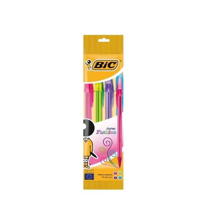 BIC Cristal Fashion Pack 4 Stylos À Bille Colorés