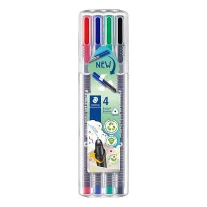 STAEDTLER triplus 334 - 4 feutres fins - 0.3 mm - noir. rouge. bleu. vert