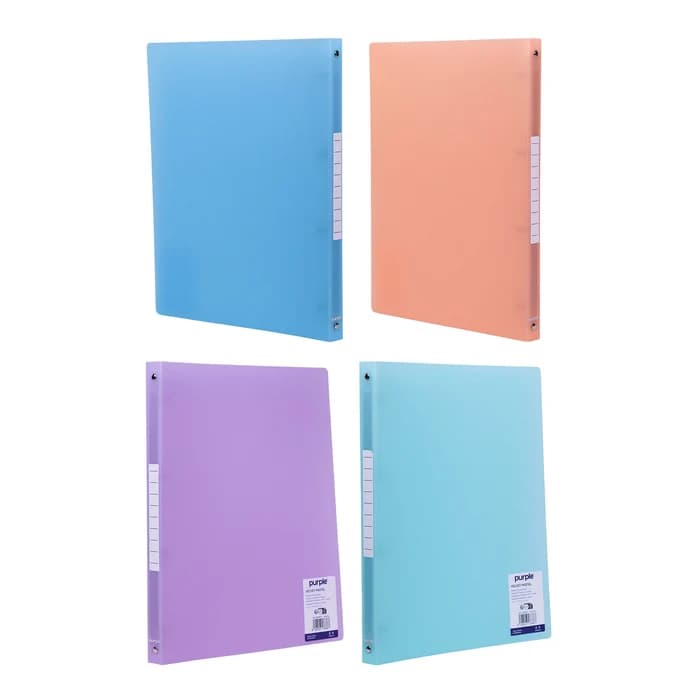 Classeur PP Souple Purple Velvet Pastel A4 Dos 20mm – 4 Anneaux – Assortis