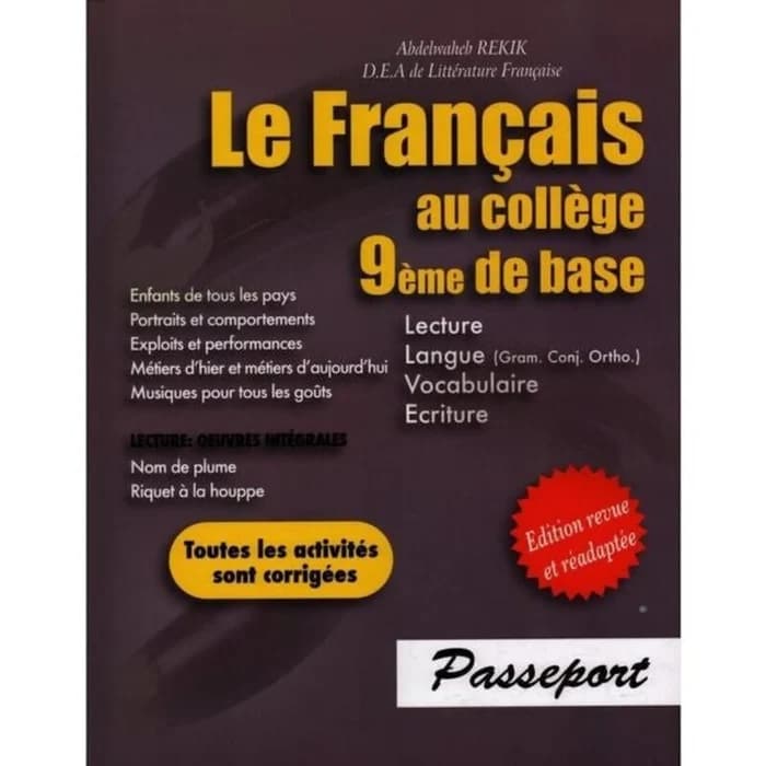 Le Français Au Collège 9ème De Base - Passeport