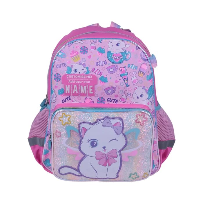 Cartable Vest Motif Chat — Primaire Fille (Rose/Violet)