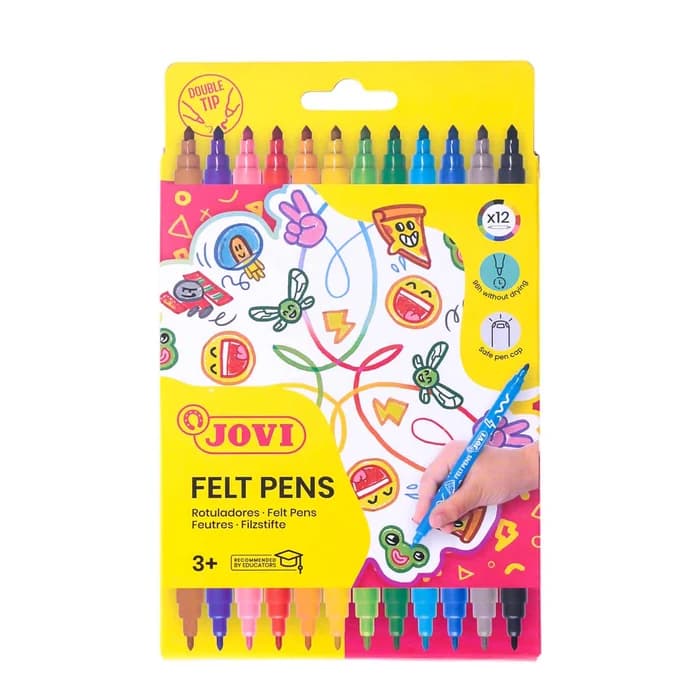 Jovi - Lot de 12 Feutres Lavables Bipointes