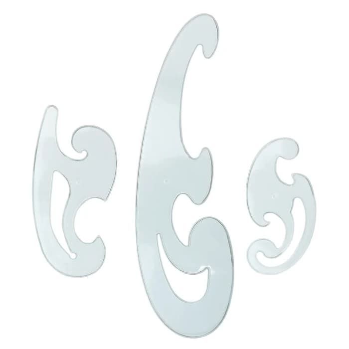 Set 4 Règles Courbes Françaises Gabarits Plastique Transparent